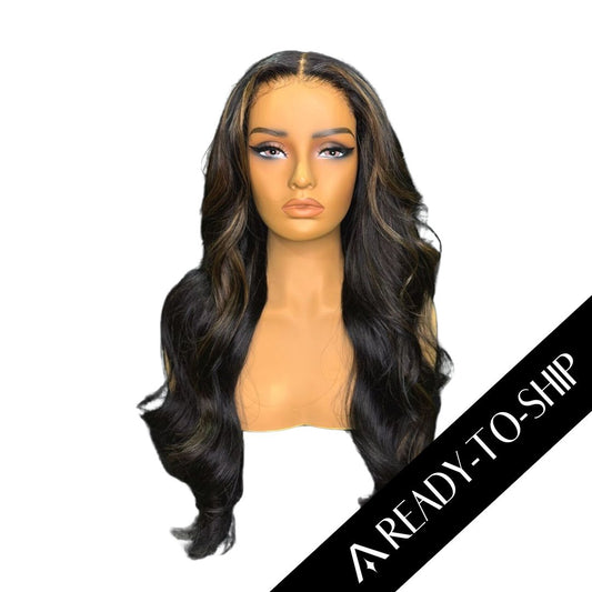 20" Chesnut Brown Highlights HD Lace Closure Wig