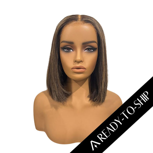 12" Straight Ash Highlights HD Lace Frontal Wig