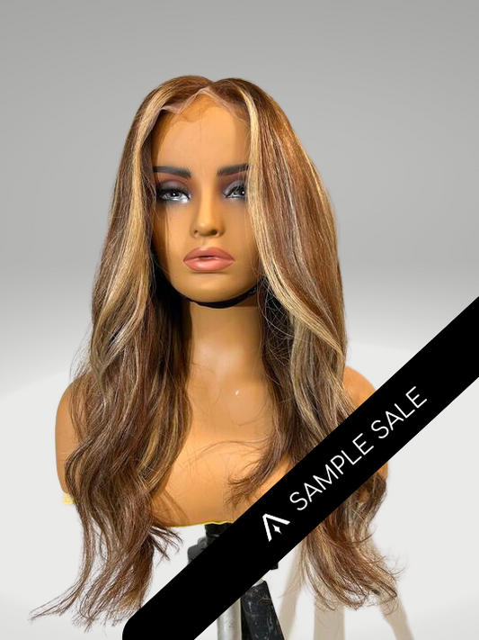 18" Very Straight Custom Copper with Highlights HD Lace Frontal Wig