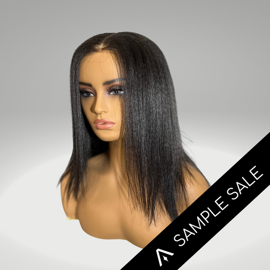 18" Kinky Straight Natural Black HD Lace Frontal Wig