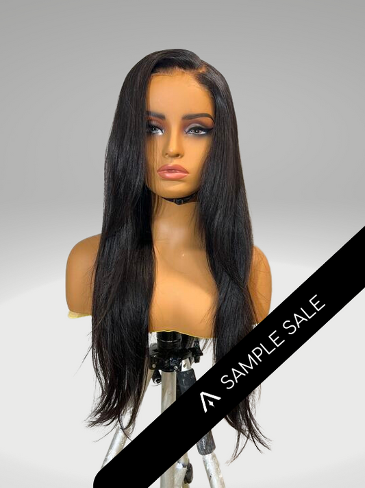 20" Very Straight Natural Black HD Lace Closure Wig