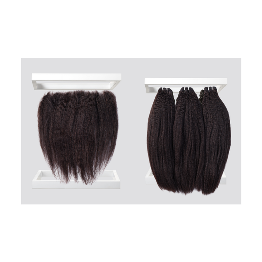 Kinky Straight Bundle Set with 13x6 Frontal