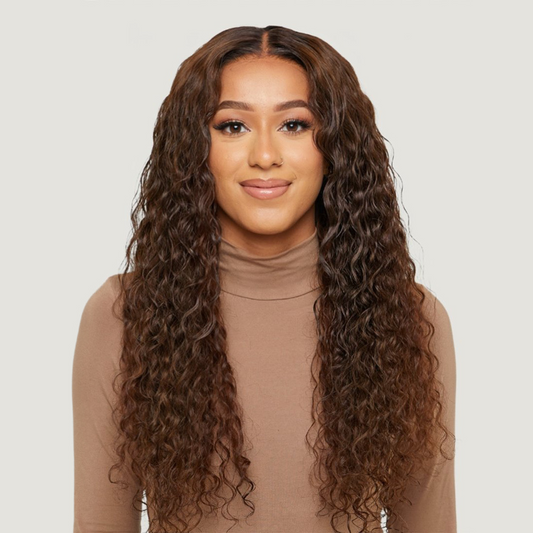 Very Wavy HD Lace Wig in 18", Rooted Chocolate Brown